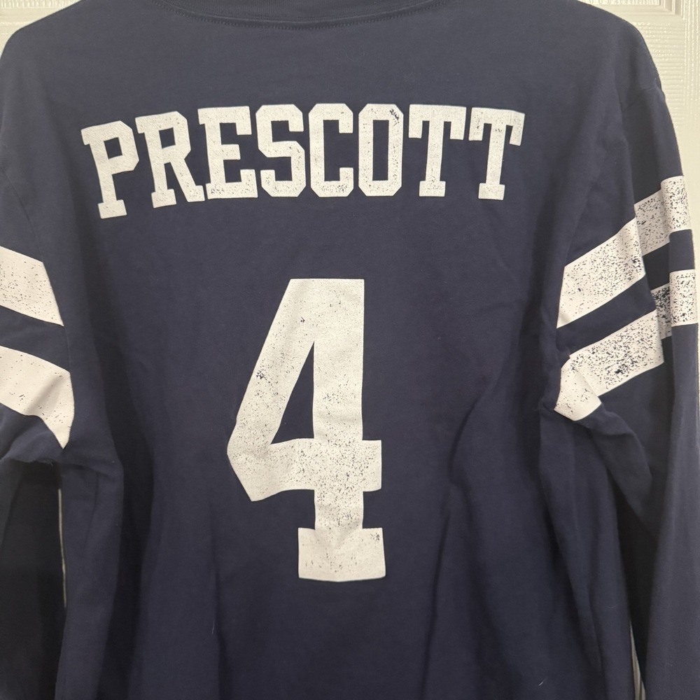 Dallas Cowboys Long Sleeve Shirt Navy Size Small Dak Prescott # 4 - Picture 5 of 6